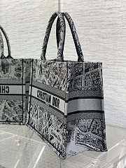 Bagsaaa Dior Book Tote Medium Grey Plan de Paris Embroidery - 36 x 27.5 x 16.5 cm - 3