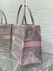 	 Bagsaaa Dior Book Tote Medium Gray and Pink Toile de Jouy Reverse Beverly Hills Embroidery - 36 x 27.5 x 16.5 cm - 4