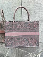 	 Bagsaaa Dior Book Tote Medium Gray and Pink Toile de Jouy Reverse Beverly Hills Embroidery - 36 x 27.5 x 16.5 cm - 3