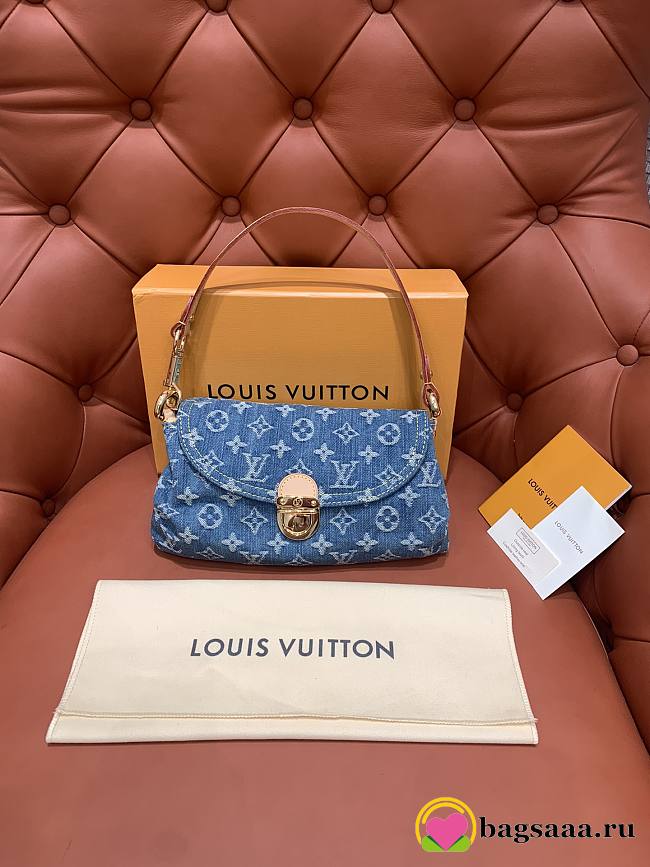 Bagsaaa Louis Vuitton Monogram Denim Mini Pleaty Bag in Blue - 25x15x9cm  - 1