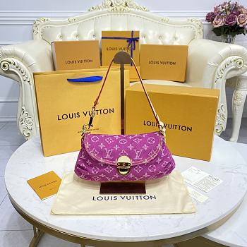 	 Bagsaaa Louis Vuitton Monogram Denim Mini Pleaty Bag in Pink - 25x15x9cm
