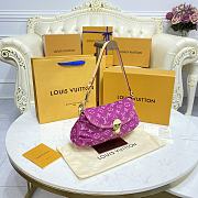 	 Bagsaaa Louis Vuitton Monogram Denim Mini Pleaty Bag in Pink - 25x15x9cm - 2