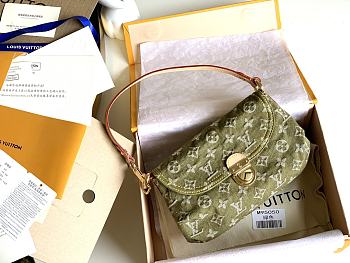 	 Bagsaaa Louis Vuitton Monogram Denim Mini Pleaty Bag in Green - 25x15x9cm