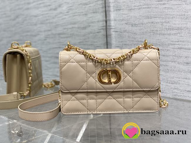 	 Bagsaaa Dior Miss Caro Beige Macrocannage Lambskin Bag - 19 x 13 x 5.5 cm - 1