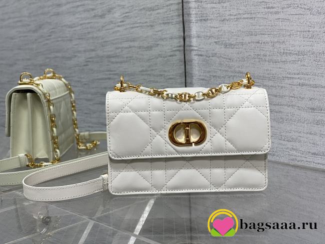 	 Bagsaaa Dior Miss Caro White Macrocannage Lambskin Bag - 19 x 13 x 5.5 cm - 1