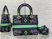 Bagsaaa Dior Lady Multicolor Dior Indian Purple Embroidery 24cm - 3