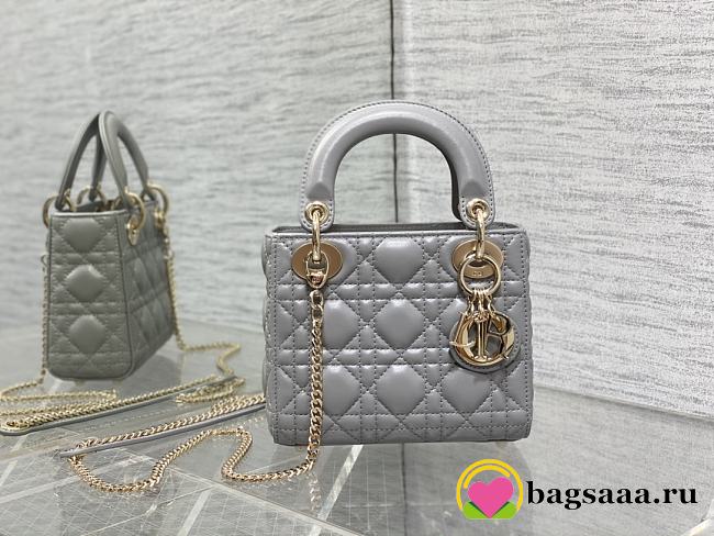 	 Bagsaaa Dior Lady Mini Grey Bag 17cm - 1