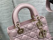 	 Bagsaaa Dior Lady Small Light Pink Lambskin Leather 20cm - 6