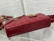 Bagsaaa Dior Lady D-Joy Medium Patent Red Leather Bag - 26*6*14cm - 5
