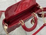 Bagsaaa Dior Lady D-Joy Medium Patent Red Leather Bag - 26*6*14cm - 4