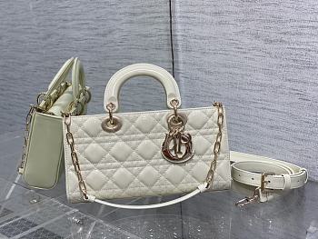 	 Bagsaaa Dior Lady D-Joy Medium Patent White Leather Bag - 26*6*14cm