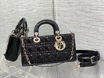 	 Bagsaaa Dior Lady D-Joy Medium Patent Black Leather Bag - 26*6*14cm