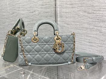 	 Bagsaaa Dior Lady D-Joy Medium Patent Gray Leather Bag - 26*6*14cm