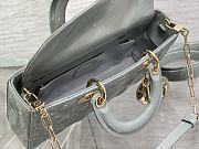 	 Bagsaaa Dior Lady D-Joy Medium Patent Gray Leather Bag - 26*6*14cm - 4