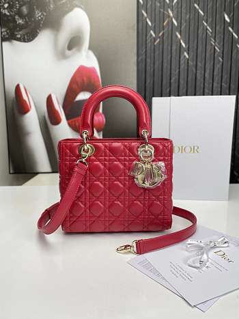 	 Bagsaaa Dior Lady Medium Red Bag 24cm