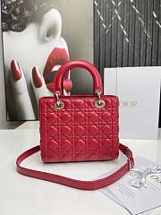	 Bagsaaa Dior Lady Medium Red Bag 24cm - 3