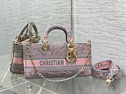 Bagsaaa Dior Lady D-Joy Grey and Pink Toile de Jouy Embroidery - 26 *13.5 *5cm - 1