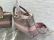 Bagsaaa Dior Lady D-Joy Grey and Pink Toile de Jouy Embroidery - 26 *13.5 *5cm - 6