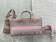 Bagsaaa Dior Lady D-Joy Grey and Pink Toile de Jouy Embroidery - 26 *13.5 *5cm - 3