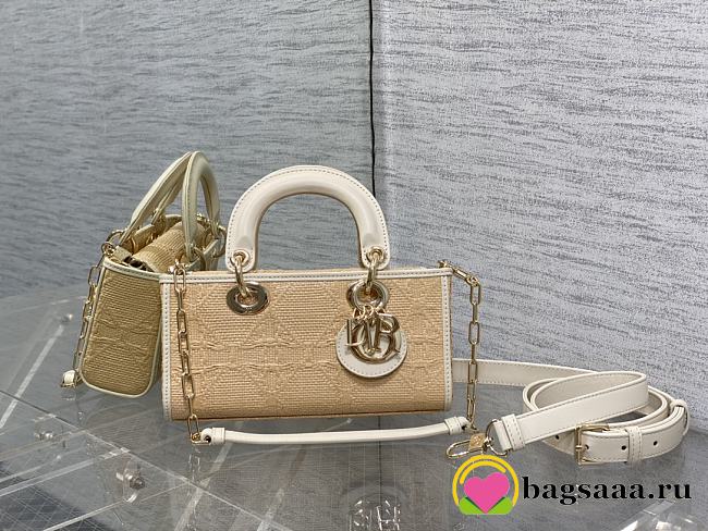 Bagsaaa Dior Lady D-Joy Small Natural Macrocannage Raffia - 22.5*6*11.5cm - 1