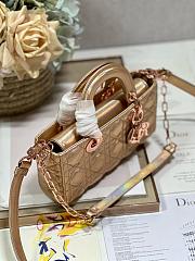 	 Bagsaaa Dior Lady D-Joy Gold Rose Iridescent Metallic Cannage Lambskin - 22 x 12 x 6 cm - 2