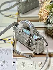 	 Bagsaaa Dior Lady D-Joy Silver Iridescent Metallic Cannage Lambskin - 22 x 12 x 6 cm - 6