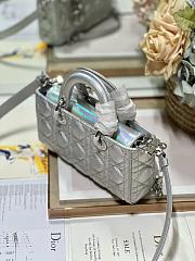 	 Bagsaaa Dior Lady D-Joy Silver Iridescent Metallic Cannage Lambskin - 22 x 12 x 6 cm - 3