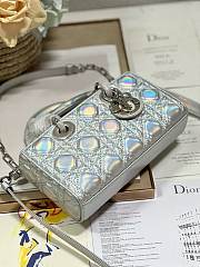 	 Bagsaaa Dior Lady D-Joy Silver Iridescent Metallic Cannage Lambskin - 22 x 12 x 6 cm - 2