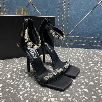 Bagsaaa Versace Crystal High Heel Sandals In Black