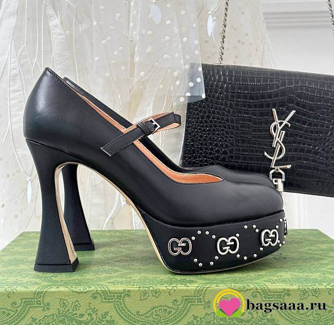 Bagsaaa Gucci Black Janaya Leather Platform Court  - 1