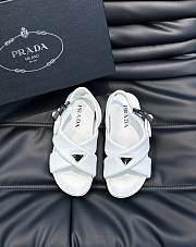 Bagsaaa Prada padded leather platform white sandals - 1