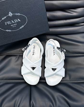 Bagsaaa Prada padded leather platform white sandals