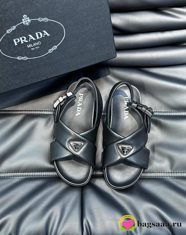 	 Bagsaaa Prada padded leather platform black sandals - 1