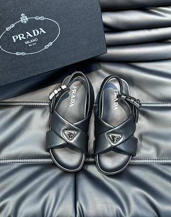 	 Bagsaaa Prada padded leather platform black sandals