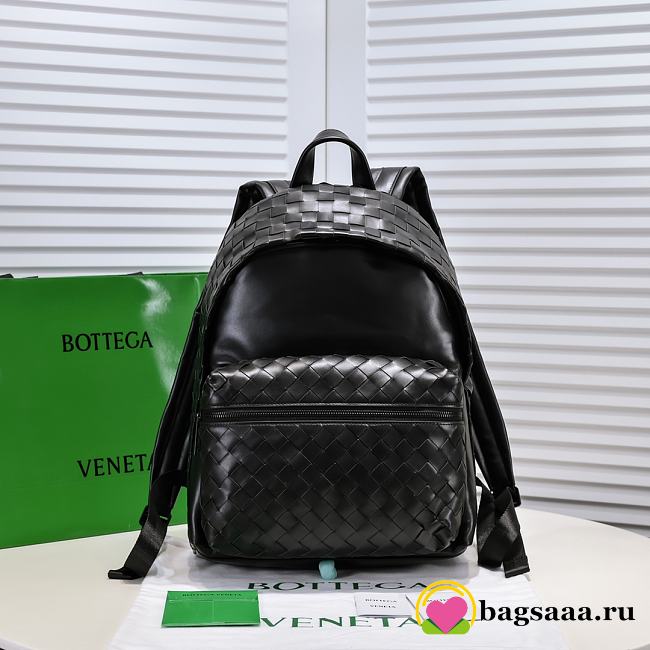 Bagsaaa Bottega Veneta Intrecciato black leather backpack - 32*43cm - 1