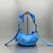 	 Bagsaaa Balenciaga Le Cagole Velvet Blue Bag - 26X16X9.9cm - 6