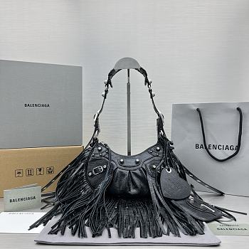 	 Bagsaaa Balenciaga Fringle Le Cagole Black Bag - 26X16X9.9cm