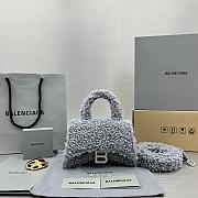 	 Bagsaaa Balenciaga XS Hourglass Furry Grey Bag - 11.5x14x4.5cm - 1