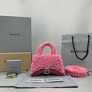 	 Bagsaaa Balenciaga XS Hourglass Furry Pink Bag - 11.5x14x4.5cm - 1