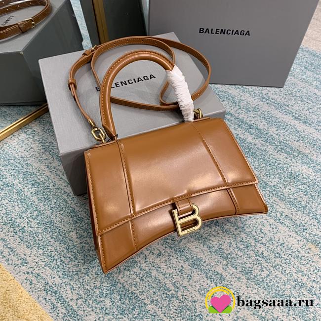 	 Bagsaaa Balenciaga Hourglass Small Brown Gold Silver - 22.5*14.5*10cm - 1