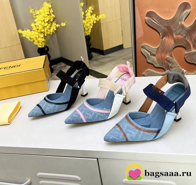 Bagsaaa Fendi Colobri High-heeled slingbacks with embroidery - 1