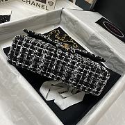 	 Bagsaaa Chanel Medium Flap Bag Tweed Black and White Leather - 25cm - 6