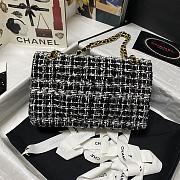 	 Bagsaaa Chanel Medium Flap Bag Tweed Black and White Leather - 25cm - 4