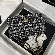 	 Bagsaaa Chanel Medium Flap Bag Tweed Black and White Leather - 25cm - 3