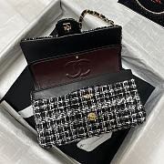 	 Bagsaaa Chanel Medium Flap Bag Tweed Black and White Leather - 25cm - 2