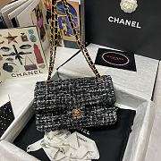 	 Bagsaaa Chanel Medium Flap Bag Tweed Grey Leather - 25cm - 1