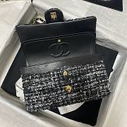 	 Bagsaaa Chanel Medium Flap Bag Tweed Grey Leather - 25cm - 5