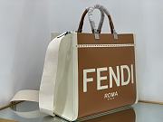 Bagsaaa Fendi Sunshine Medium Canvas and brown patent leather shopper bag - 35x31x17cm - 5