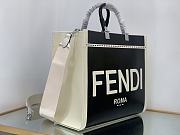 	 Bagsaaa Fendi Sunshine Medium Canvas and black patent leather shopper bag - 35x31x17cm - 5