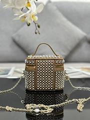 Bagsaaa Dior MICRO VANITY CASE Square-Pattern Embroidery Set with Strass and White Round Beads - 5